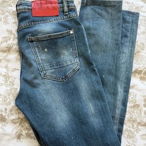Zara Distressed Blue Skinny Jeans